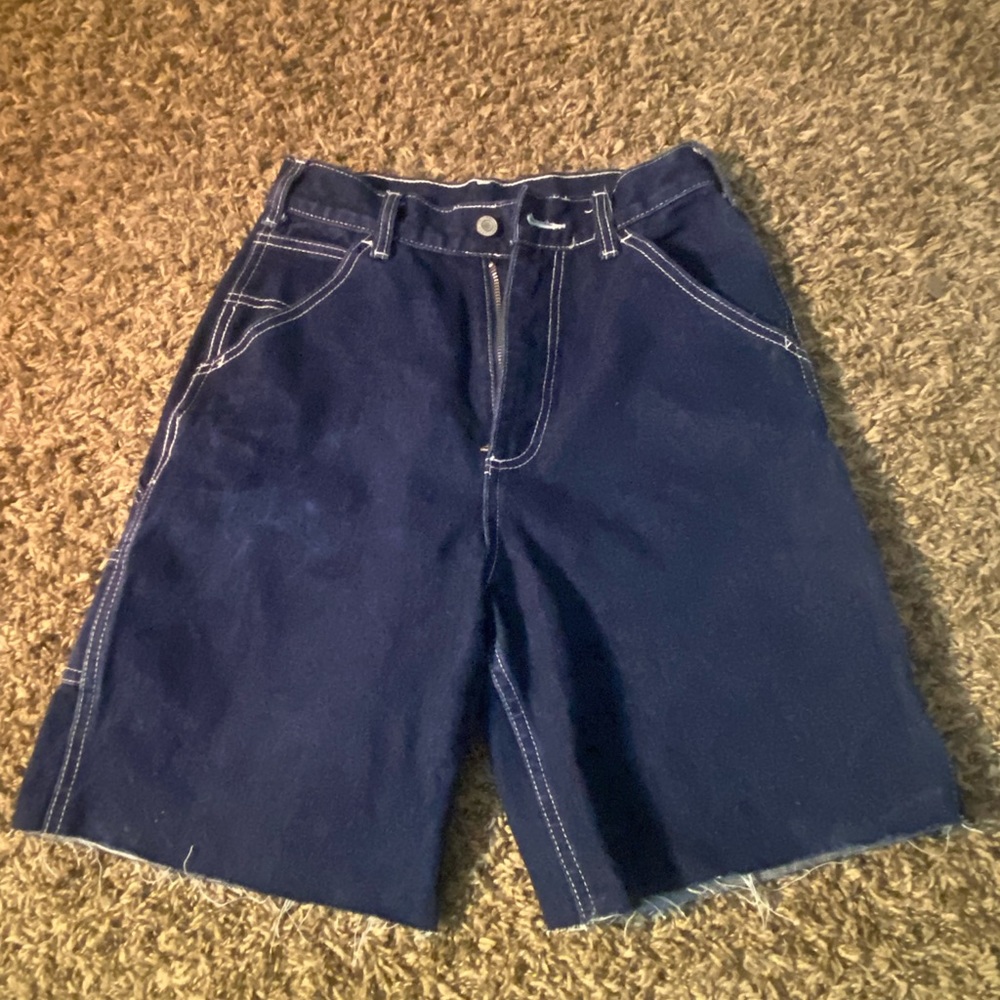 Dark wash jorts, cargos, never worn.